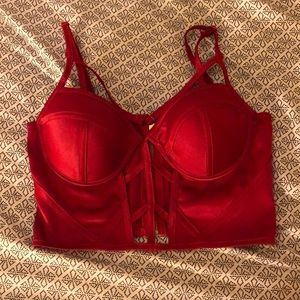 Red lingerie bra
